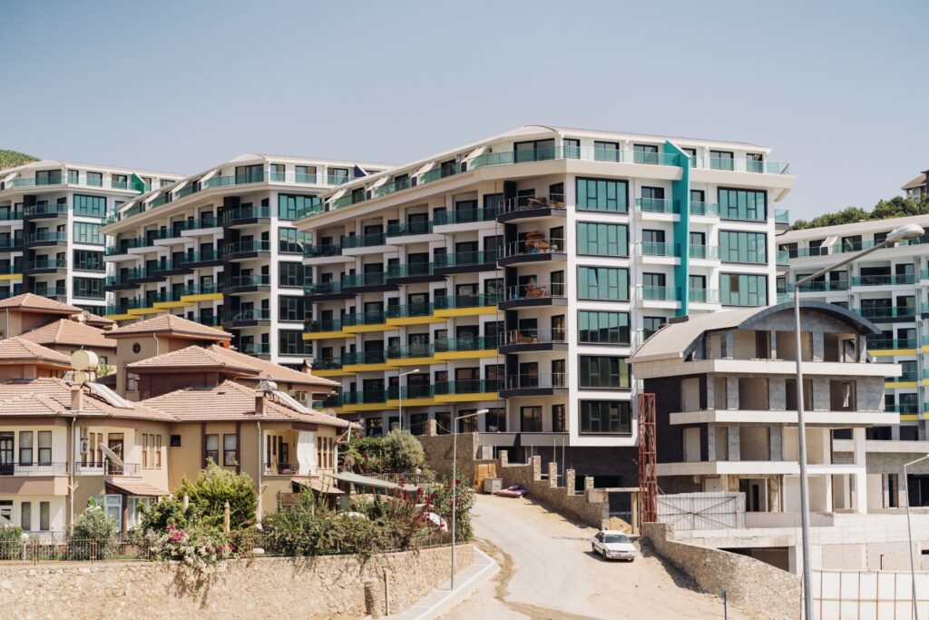 Facade of a modern high-rise apartment building