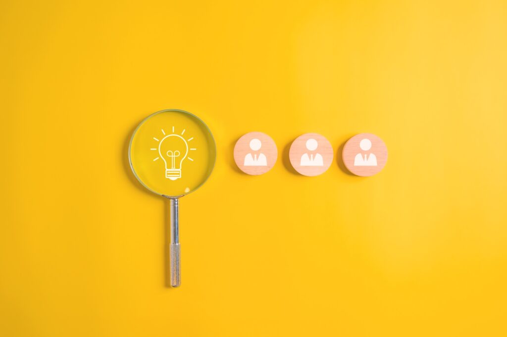 Light bulb and arrow up icons for creative idea thinking, Business strategy planning management,